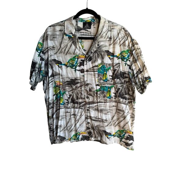 Kennington Other - Kennington Vintage Aloha Hawaiian Shirt Tropical Birds Palm Trees Beach Size 2XL